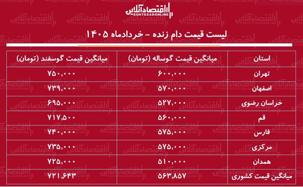 قیمت جدید دام زنده امروز ۱۵ خرداد ۱۴۰۵ / گوسفند کیلویی چند شد؟ + جدول